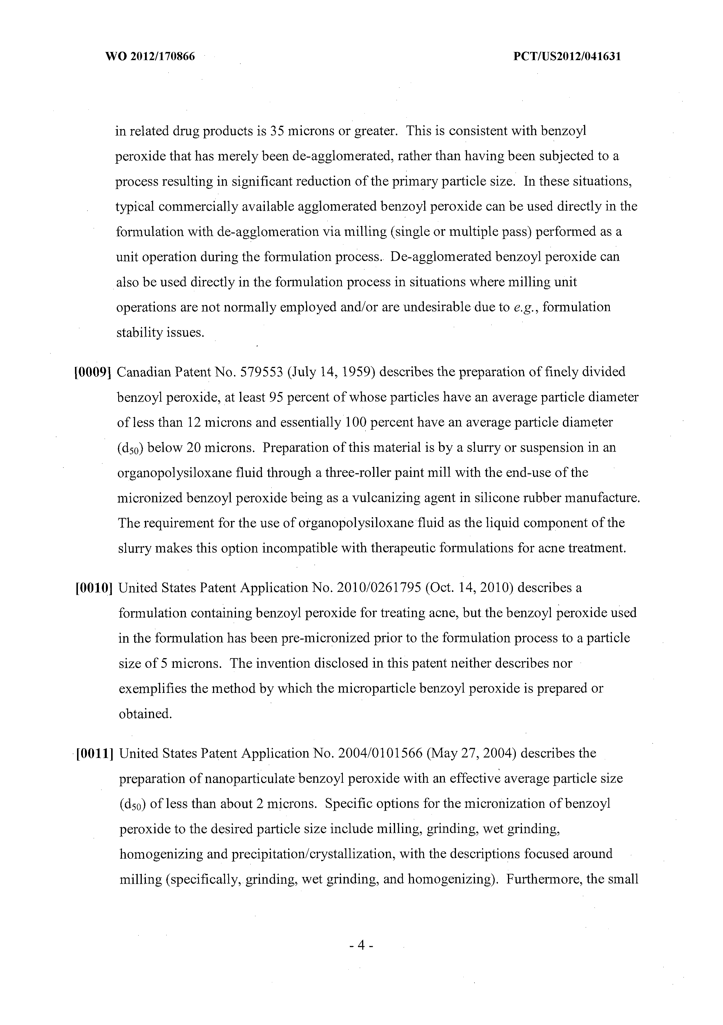 Wo 12 A1 Benzoyl Peroxide Microparticle Process The Lens Free Open Patent And Scholarly Search