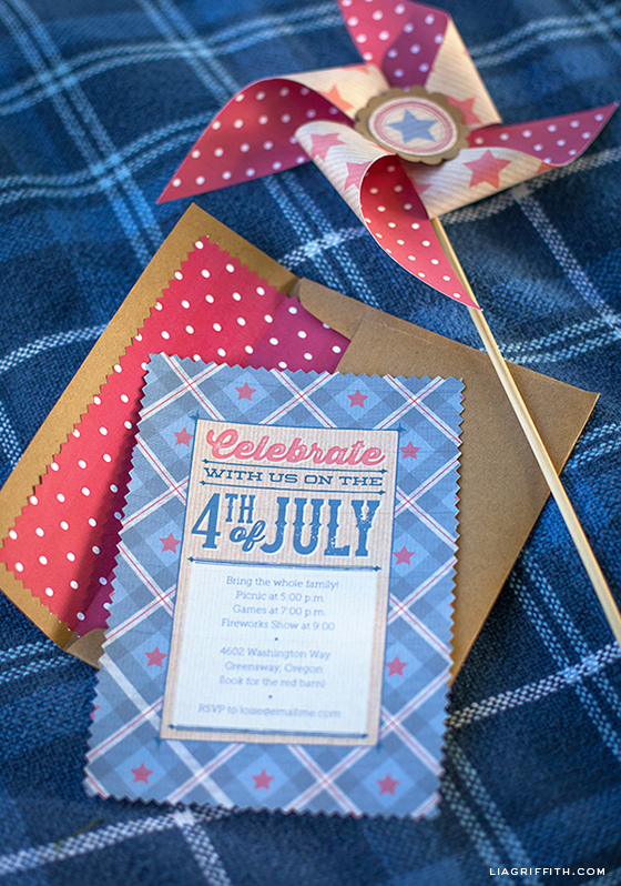 printable vintage fourth of july invitation envelope liner