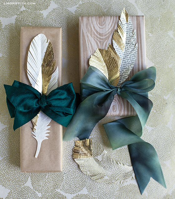 DIY Paper Feathers in Gold Lia Griffith