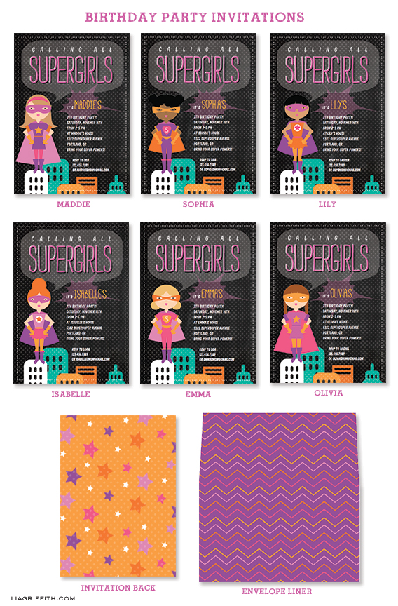 Supergirl Birthday Party Invitations