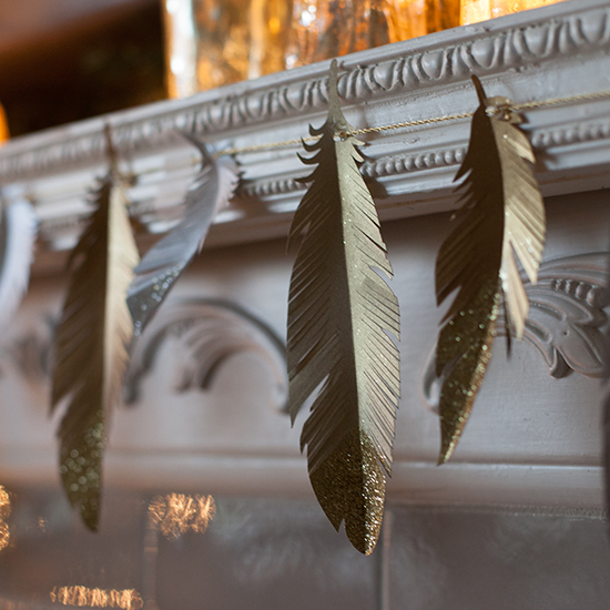 DIY Paper Feather Garland and Christmas Tree Ornaments