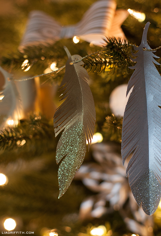 DIY Paper Feather Garland and Christmas Tree Ornaments