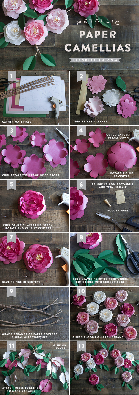 DIY paper Camellias flower tutorial 