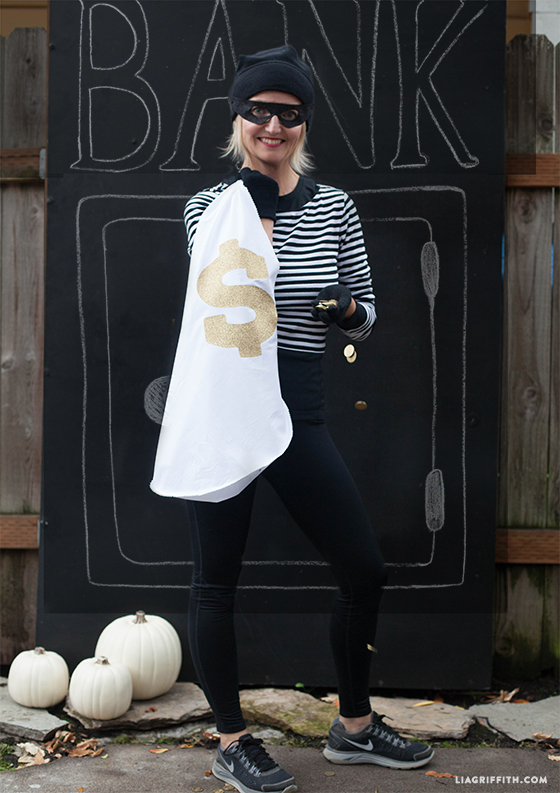 Homemade Halloween Costumes Running Bandit Lia Griffith DIY No Sew Robber Costume Homemade Halloween Costumes Running Bandit