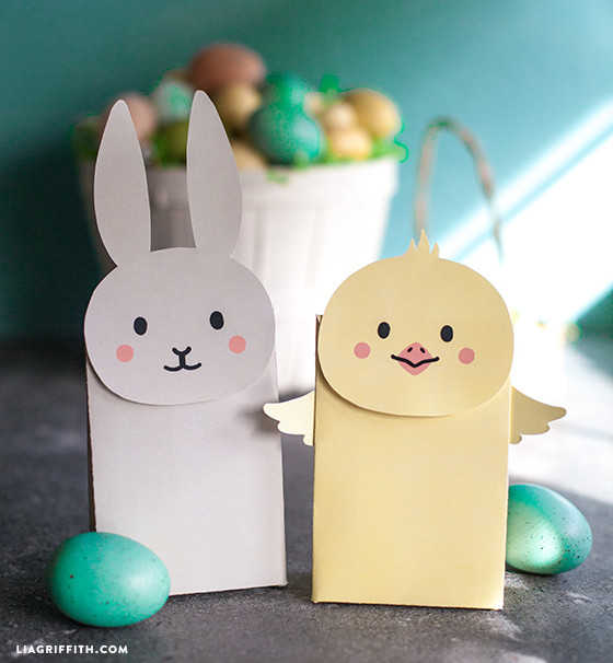 Easter Gift Bags with Easter Bunny Eggs Set of 4