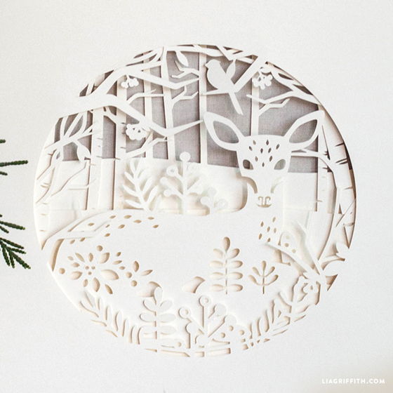 papercut winter deer design