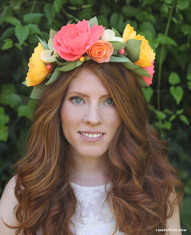 crepe paper headband tutorial lia griffith paper flower head wreath