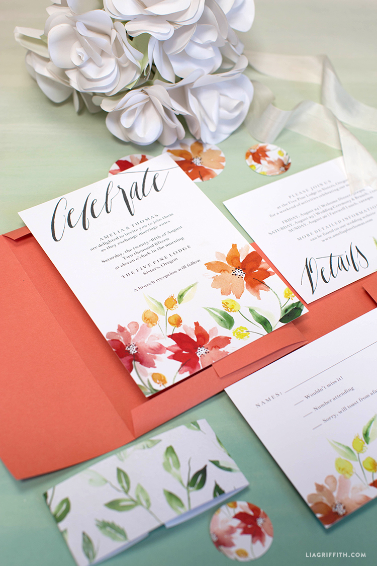 watercolor wedding invitations lia griffith