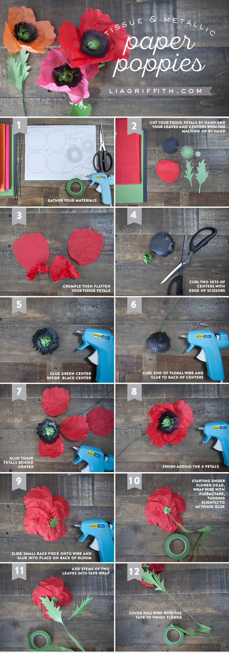 tissue paper poppies lia griffith cricut paper flower tutorial