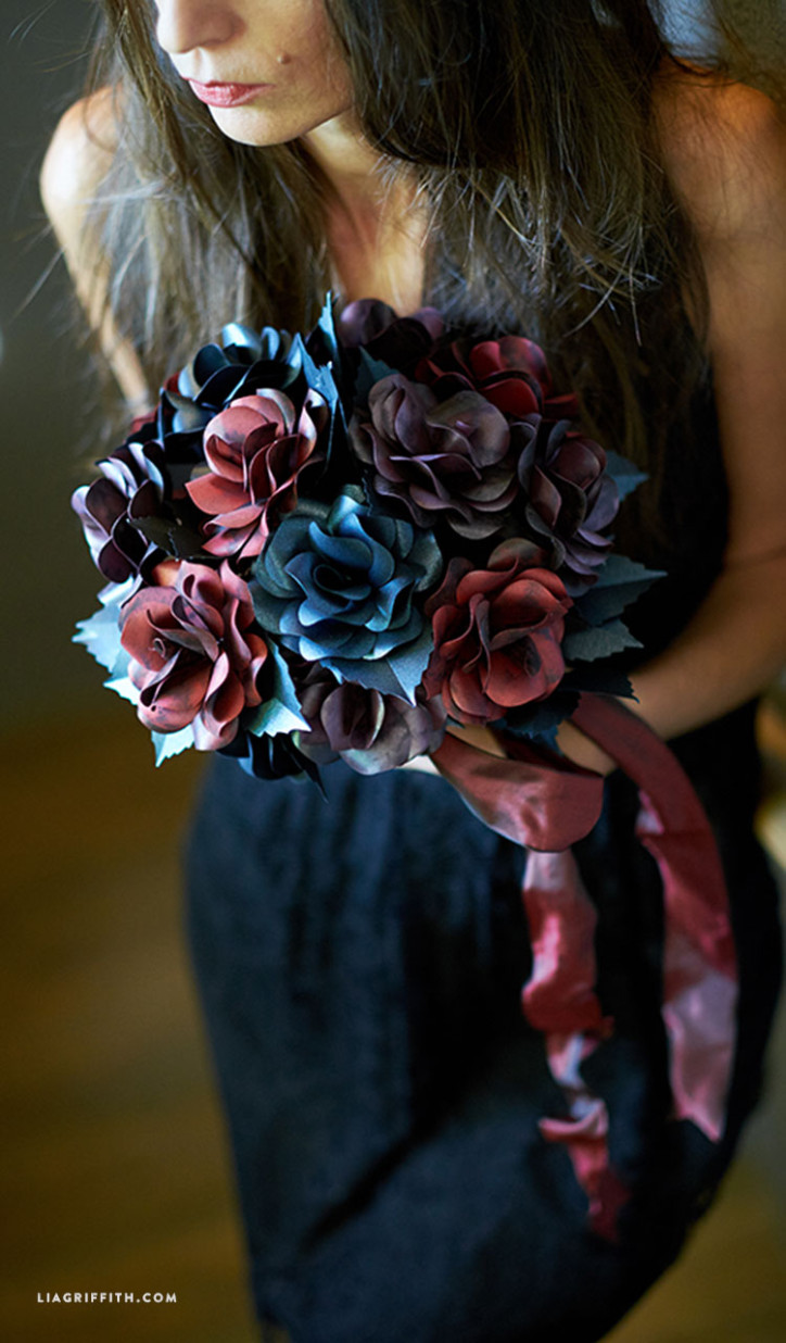 Black Rose Paper Flower Bouquet Lia Griffith