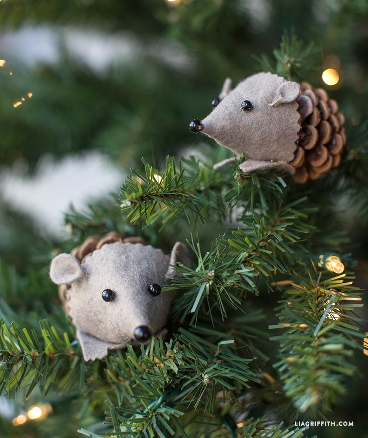 felt pinecone hedgehog lia griffith diy pine cone christmas tree