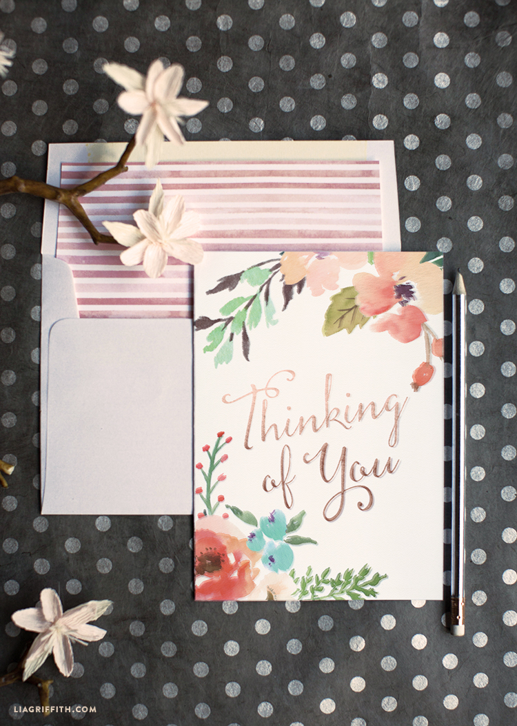 Watercolor Flower Questioning of Your self Card - Lia Griffith photograph relating to Printable Thinking of You Cards named Watercolor Flower Asking yourself of By yourself Card - Lia Griffith