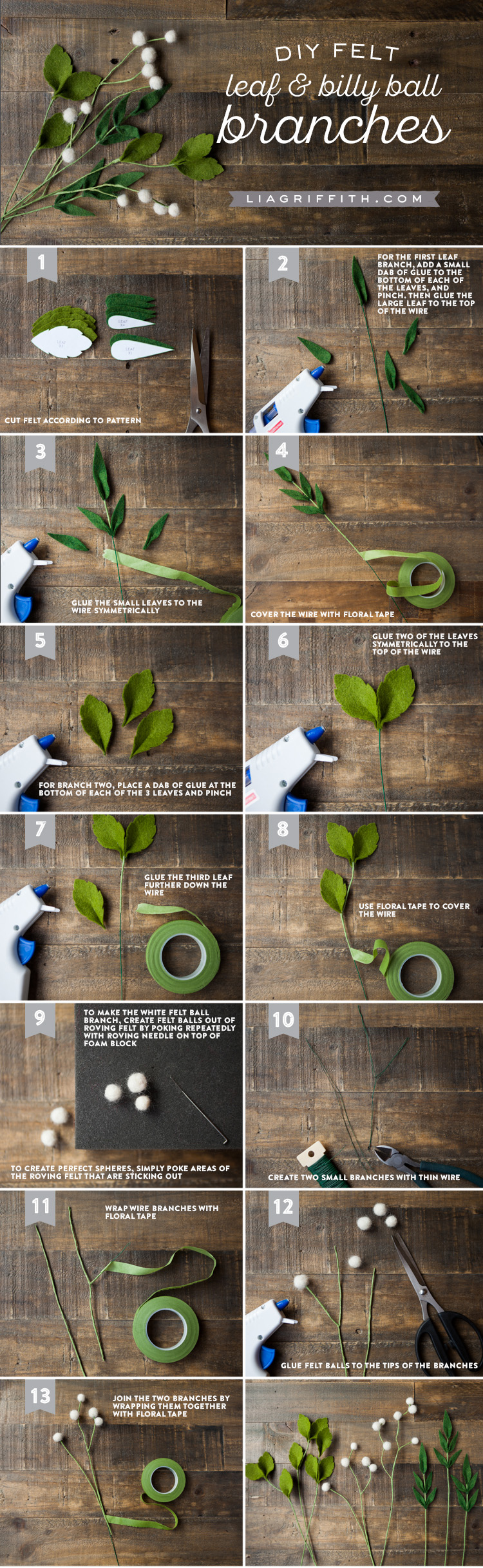 Felt Flower Greens and Billy Balls Lia Griffith Felt flower