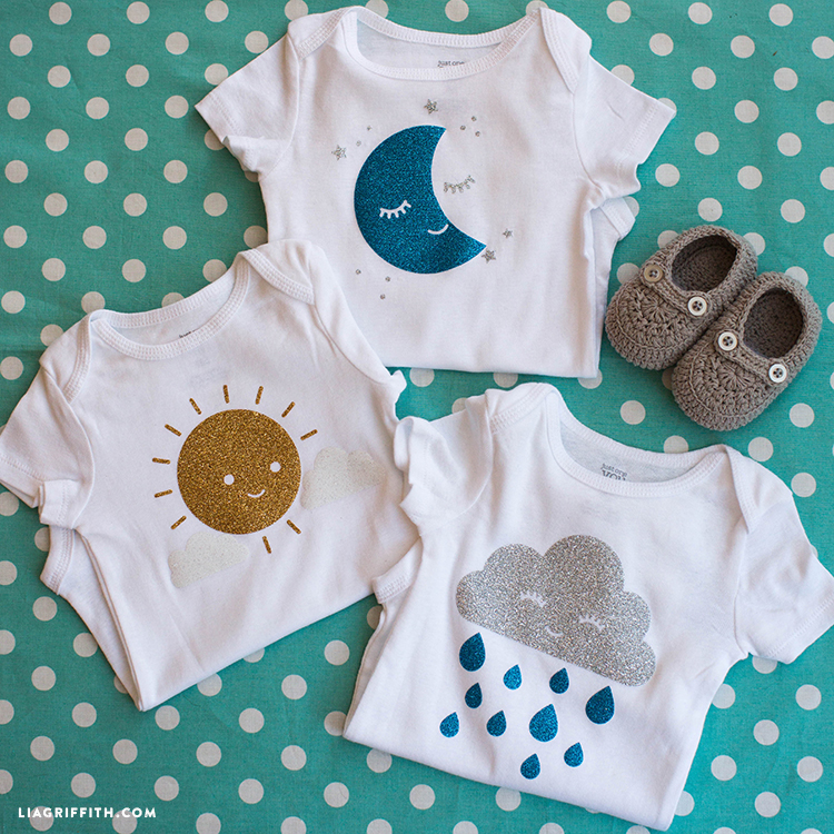 sun moon and cloud iron ons for baby onesies lia griffith onesies designs