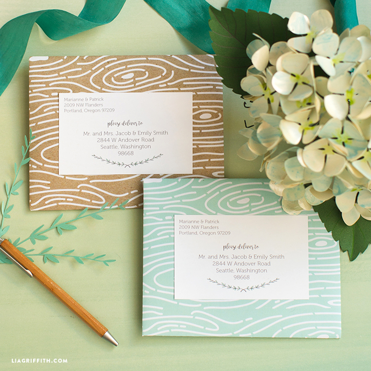 herb and woodgrain envelopes and mailing labels lia griffith