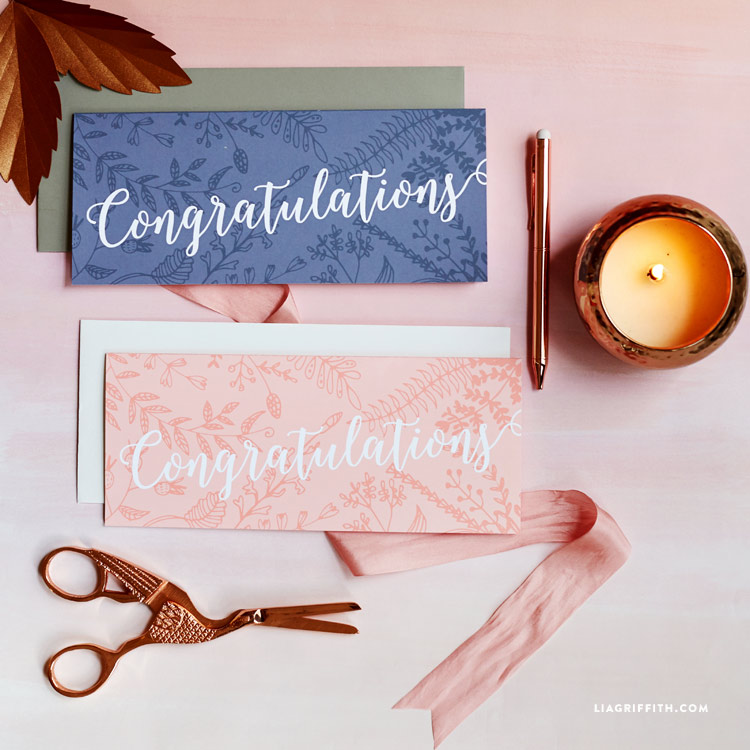 elegant money holder congratulations card lia griffith congrats cards printable