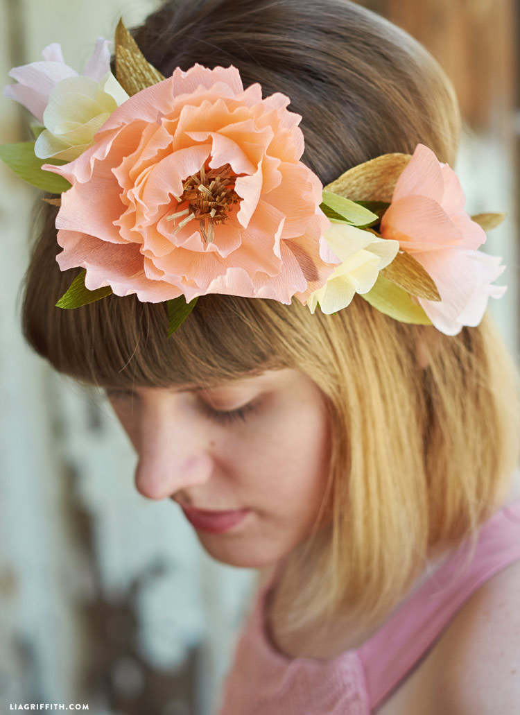 video tutorial pretty crepe paper flower crown lia griffith paper flower headbands