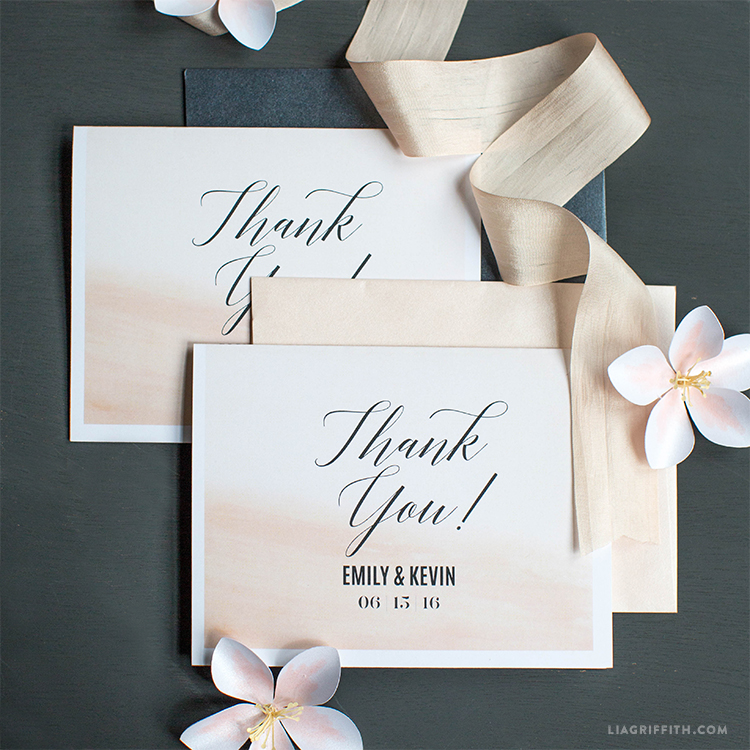Blush Watercolor Thank You Cards Lia Griffith