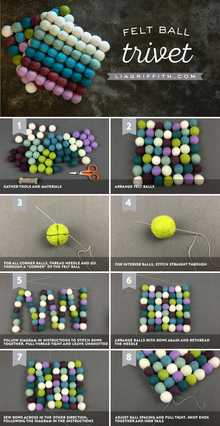 DIY Felt Ball Trivet Lia Griffith