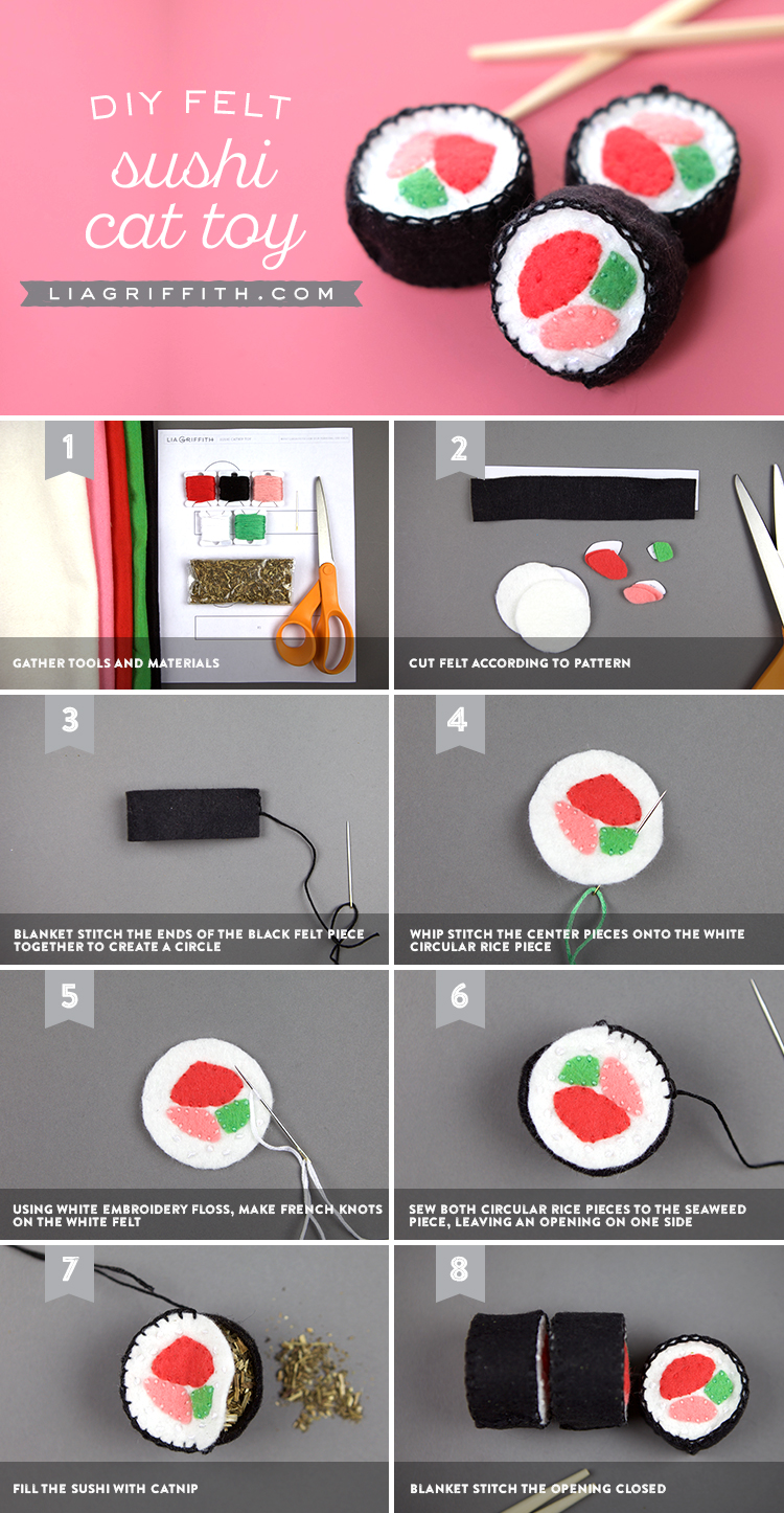 Download Felt Sushi Template to Make DIY Cat Toys