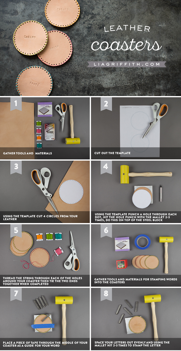 DIY Stamped Leather Coasters