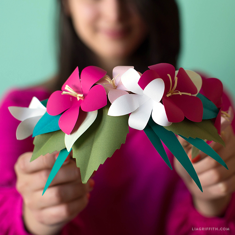 diy tropical flower crown made from paper lia griffith how to make a paper flower crown