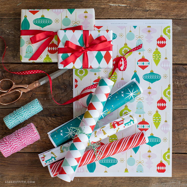 retro holiday gift wrap lia griffith