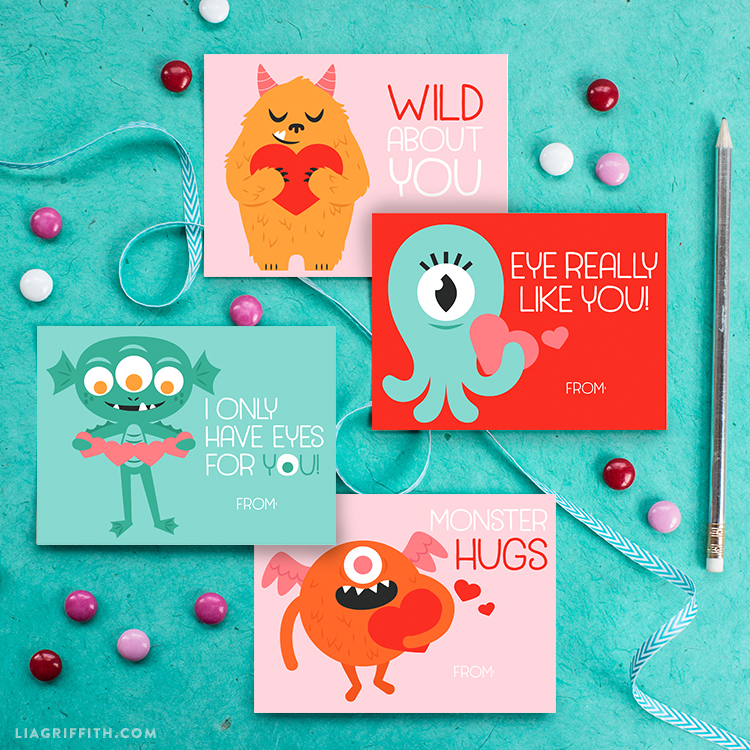 Down load a print a fastened of adorable monster Valentines Working day playing cards graphic regarding Printable Monster identify Obtain a print a fastened of lovable monster Valentines Working day playing cards