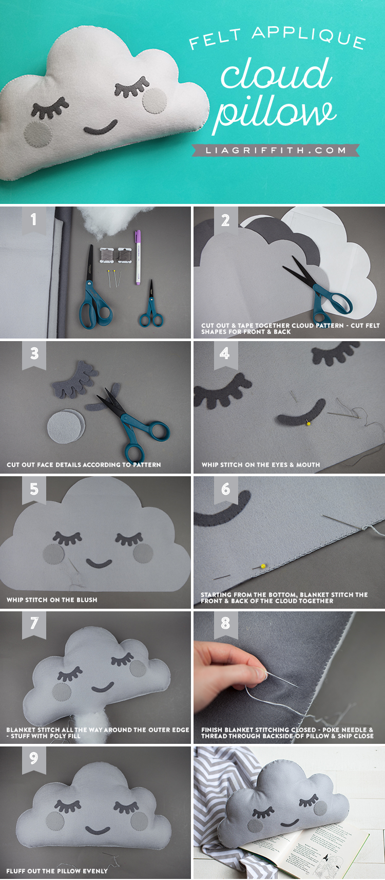 Make Your Own Hand Sewn Felt Cloud Diy Pillow