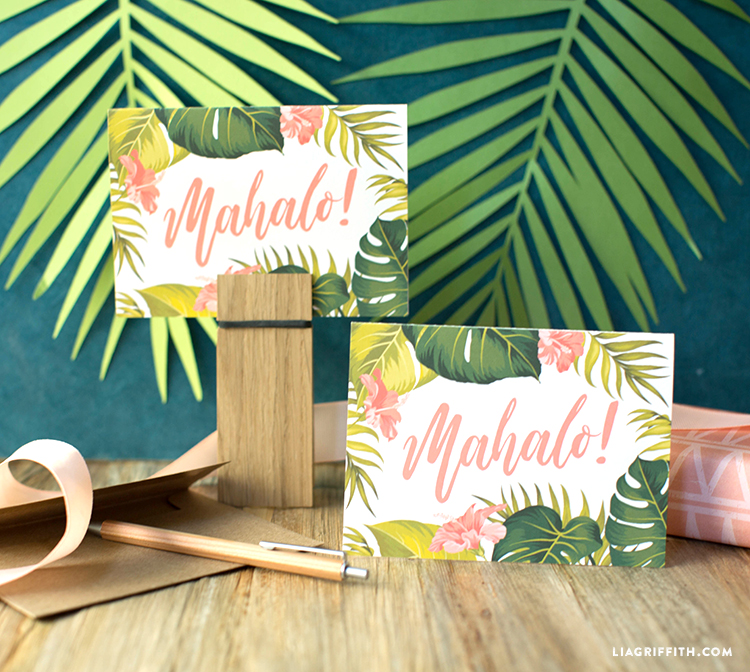 Say Mahalo With These Tropical Party Printable Thank You Cards