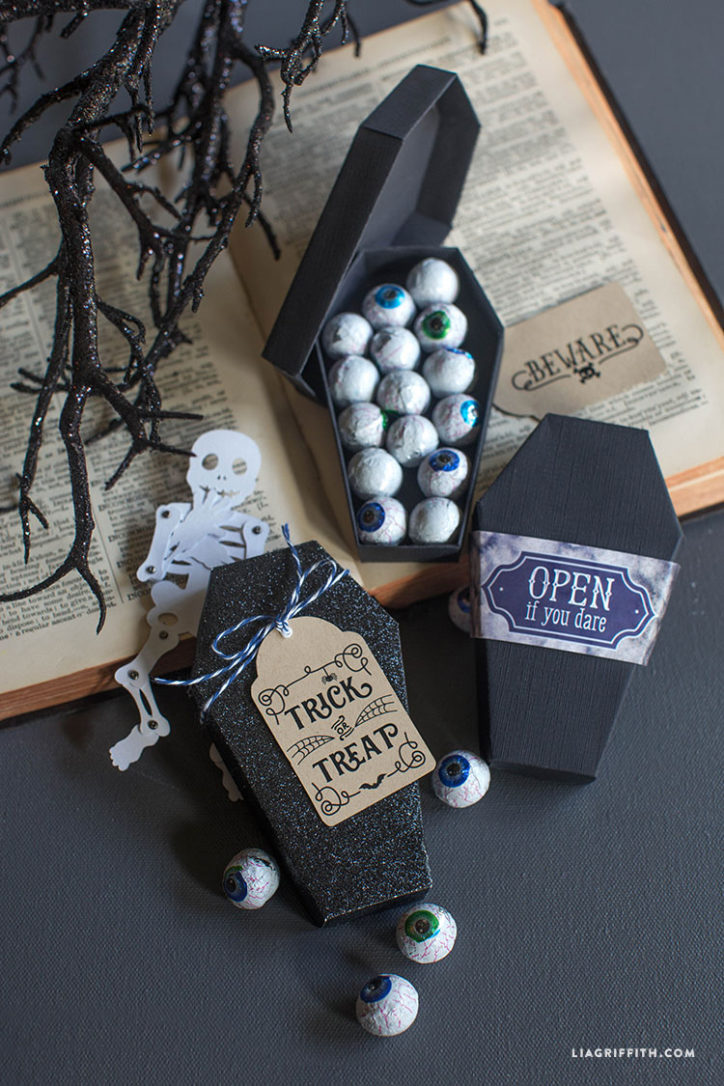 Paper coffin treat box for Halloween