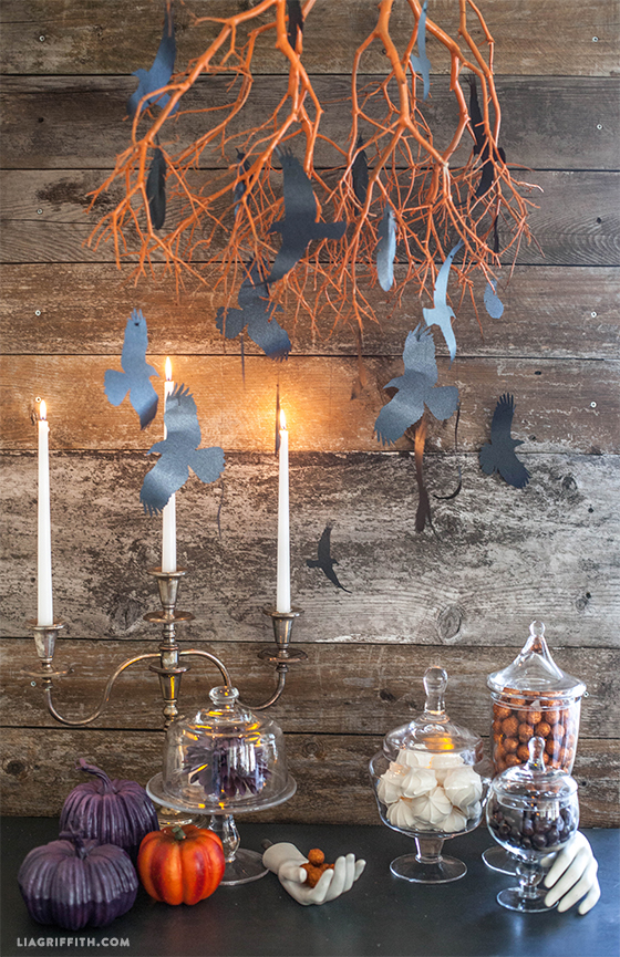 Flying paper crows for Halloween