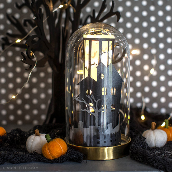 Haunted Halloween house in glass dome