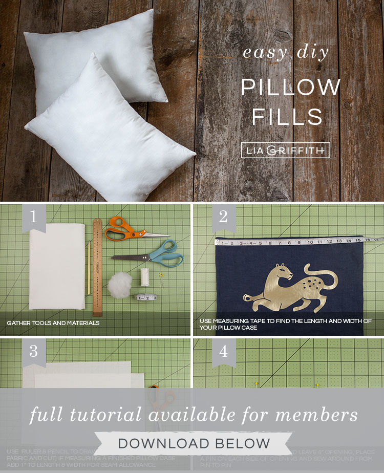 How to make pillow filling photo tutorial by Lia Griffith