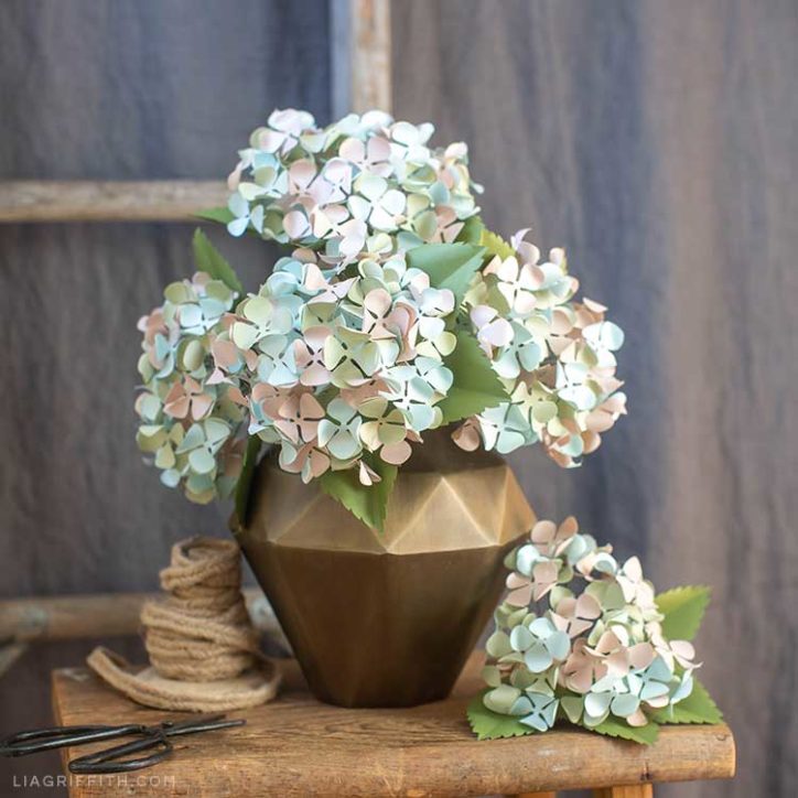 frosted paper hydrangeas