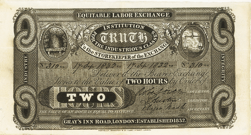 Time based currency from London 1832