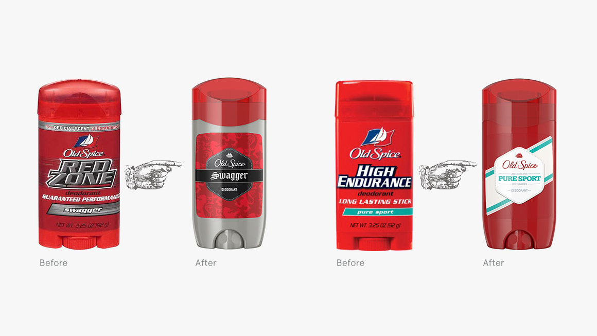 Before After of Old Spice Product Line