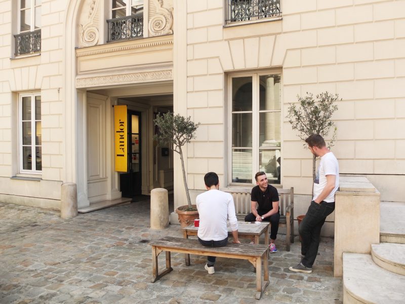 Group outside the Landor Paris office; Inside the studio with Landor Paris' Tristan Macherel
