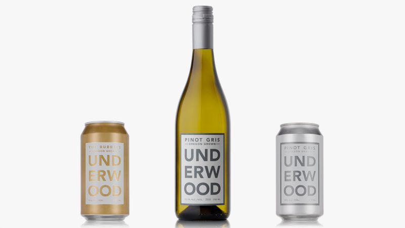 Underwood Wines Product Suite, bottle to can comparison: Wine brands byline