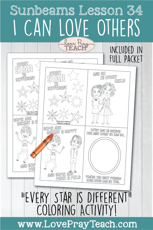 Primary 1 Sunbeams Lesson 34: "I Can Love Others" Printable Lesson