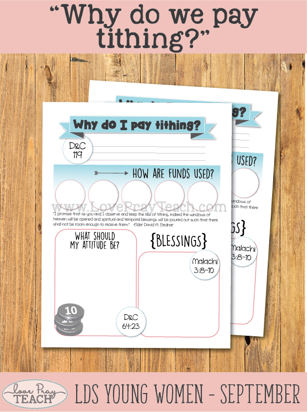 YW September: "Why do we pay tithing?" - Love Pray Teach
