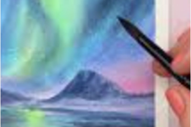 Watercolor Class: Northern Lights Over the Mountains