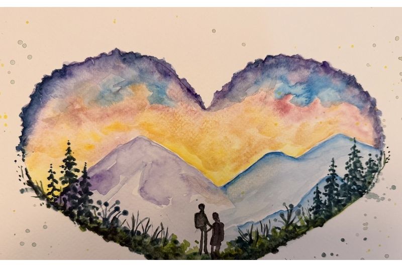 Watercolor Class for Adults: Heart of the Mountains