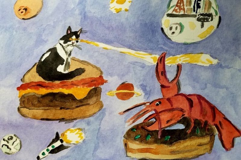“Space Cat vs. Space Lobster” by Trevor Dietz