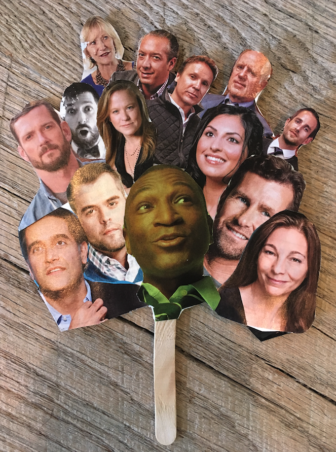 Example of people's faces on a popsicle stick