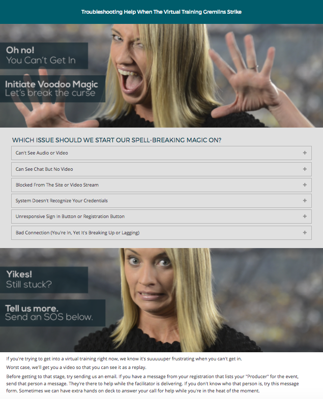 example of lighthearted and fun troubleshooting help desk page