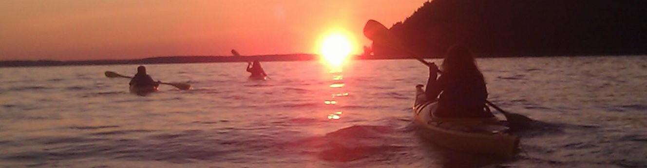 Sunset off the coast of Mackinac Island Michigan