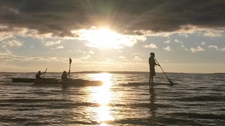 Sunset off the coast of Mackinac Island Michigan