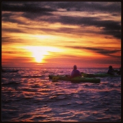 Watching sunrise on Mackinac Island from kayaks