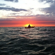 Kayaks at sunrise on Lake Huron